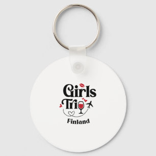 Cute Wine Girls Trip Finland Travel Vacation Key Ring