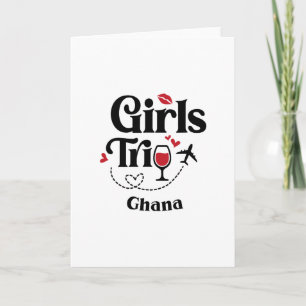 Cute Wine Girls Trip Ghana Travel Vacation Card