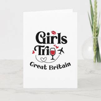 Cute Wine Girls Trip Great Britain Travel Vacation Card