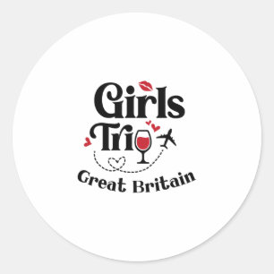 Cute Wine Girls Trip Great Britain Travel Vacation Classic Round Sticker