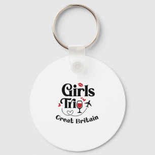 Cute Wine Girls Trip Great Britain Travel Vacation Key Ring