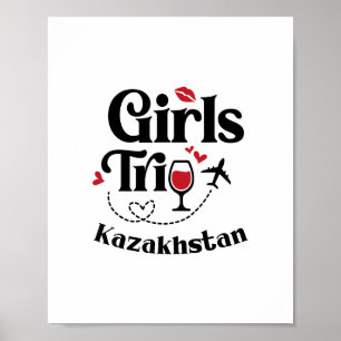 Cute Wine Girls Trip Kazakhstan Travel Vacation Poster