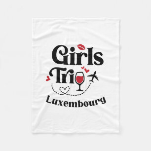 Cute Wine Girls Trip Luxembourg Travel Vacation  Fleece Blanket