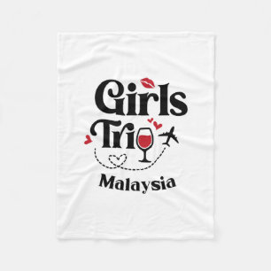 Cute Wine Girls Trip Malaysia Travel Vacation Fleece Blanket