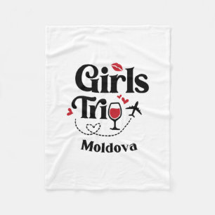 Cute Wine Girls Trip Moldova Travel Vacation  Fleece Blanket