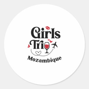 Cute Wine Girls Trip Mozambique Travel Vacation Classic Round Sticker