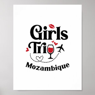 Cute Wine Girls Trip Mozambique Travel Vacation Poster