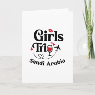 Cute Wine Girls Trip Saudi Arabia Travel Vacation Card