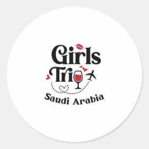 Cute Wine Girls Trip Saudi Arabia Travel Vacation Classic Round Sticker
