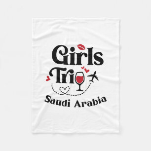 Cute Wine Girls Trip Saudi Arabia Travel Vacation Fleece Blanket