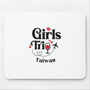 Cute Wine Girls Trip Taiwan Travel Vacation Mouse Pad