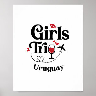 Cute Wine Girls Trip Uruguay Travel Vacation Poster