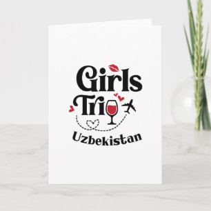Cute Wine Girls Trip Uzbekistan Travel Vacation Card