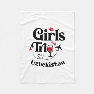 Cute Wine Girls Trip Uzbekistan Travel Vacation  Fleece Blanket