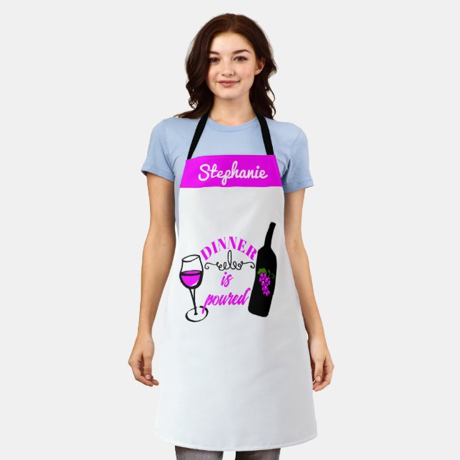 Cute Wine Humour & Tasting Funny Personalised Wine Apron (Worn)