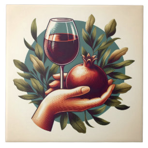 Cute wine lovers crafting home business ceramic tile