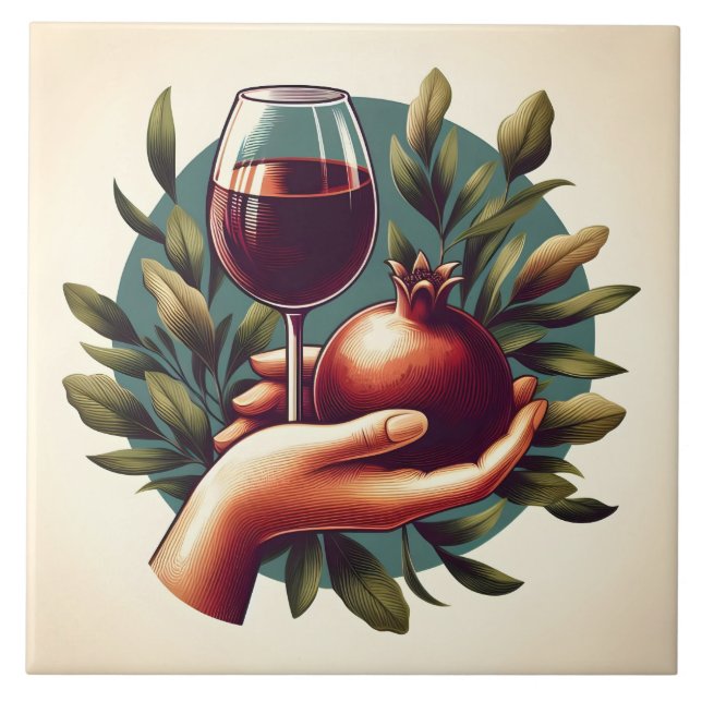 Cute wine lovers crafting home business  ceramic tile (Front)