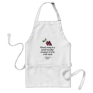 Cute Wine Shakespeare Quote Boho Hand-Illustrated Standard Apron