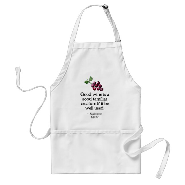 Cute Wine Shakespeare Quote Boho Hand-Illustrated Standard Apron (Front)