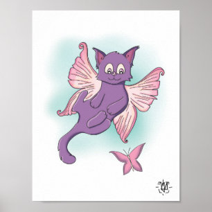 Cute Winged Fairy Kitty Poster