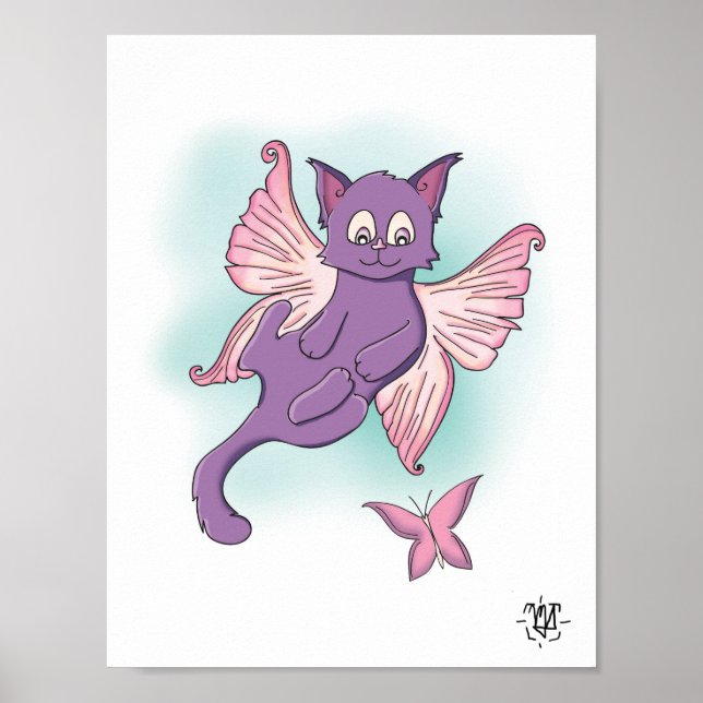 Cute Winged Fairy Kitty Poster (Front)
