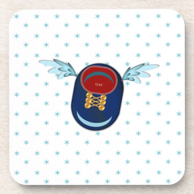 Cute winged shoe cartoon & stars coaster (Front)