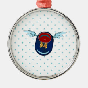 Cute winged shoe cartoon & stars metal ornament