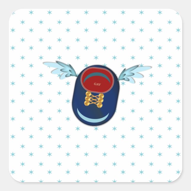 Cute winged shoe cartoon & stars square sticker (Front)