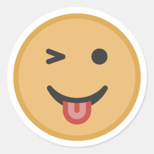 Cute Wink Emoji Face Classic Round Sticker