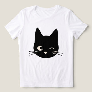 Cute Winking Black Cat Face Tri-Blend Shirt