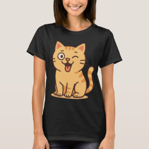 Cute Winking Cat Cartoon – Funny Kawaii Kitty  T-Shirt