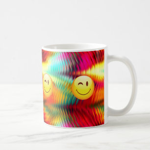 Cute Winking Happy Face and Bright Colours Coffee Mug