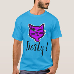Cute Winking Purple Cartoon Cat T-Shirt