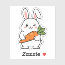 Cute Winking Rabbit Holding a Carrot