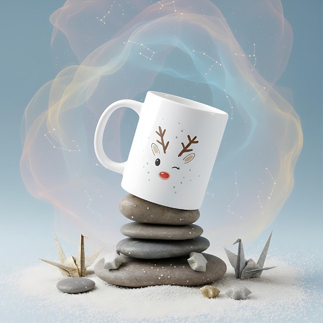  Cute winking rudolph reindeer christmas Large Coffee Mug (Creator Uploaded)