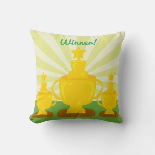 Cute Winning Customisable Triple Trophy Award Cushion (Front)
