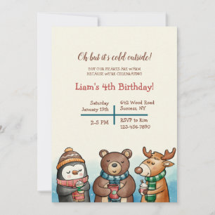 Cute Winter Animals Birthday Party Invitation