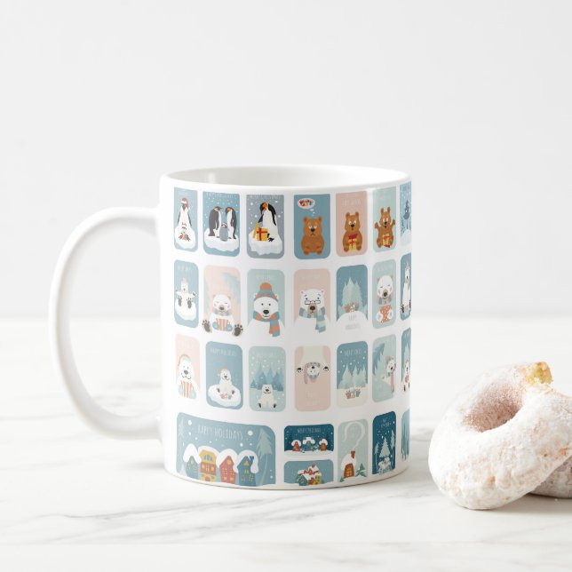 Cute Winter Animals Christmas Mug (With Donut)