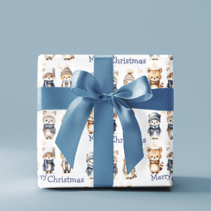 Cute Winter Animals Fa La La Merry Christmas Wrapping Paper