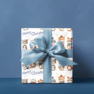 Cute Winter Animals Fa La La Merry Christmas Wrapping Paper