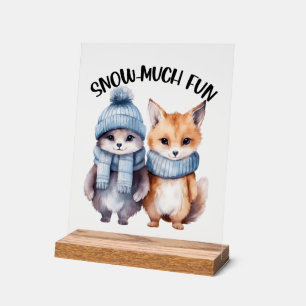 Cute Winter animals snow fun Acrylic Sign