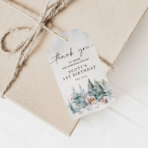 Cute Winter Animals Woodland ONEderland Birthday Gift Tags