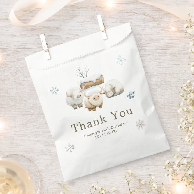 Cute Winter Arctic Cow Birthday Favour Bag (Clipped)