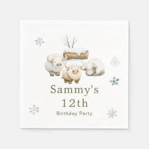 Cute Winter Arctic Cow Birthday Napkin