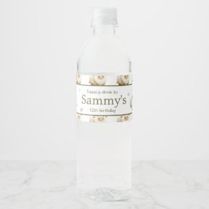 Cute Winter Arctic Cow Birthday Water Bottle Label