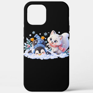 Cute Winter Arctic Fox and Penguin Playing in Snow iPhone 12 Pro Max Case