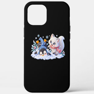 Cute Winter Arctic Fox and Penguin Playing in Snow iPhone 12 Pro Max Case