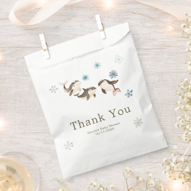 Cute Winter Arctic Whale Baby Shower Favour Bag (Clipped)