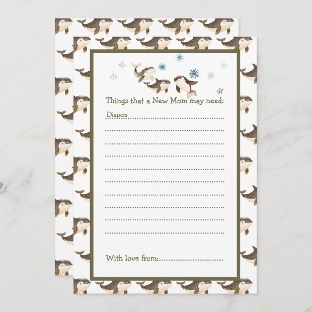 Cute Winter Arctic Whale Baby Shower Invitation (Front/Back)