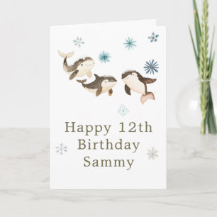 Cute Winter Arctic Whale Birthday Party Card
